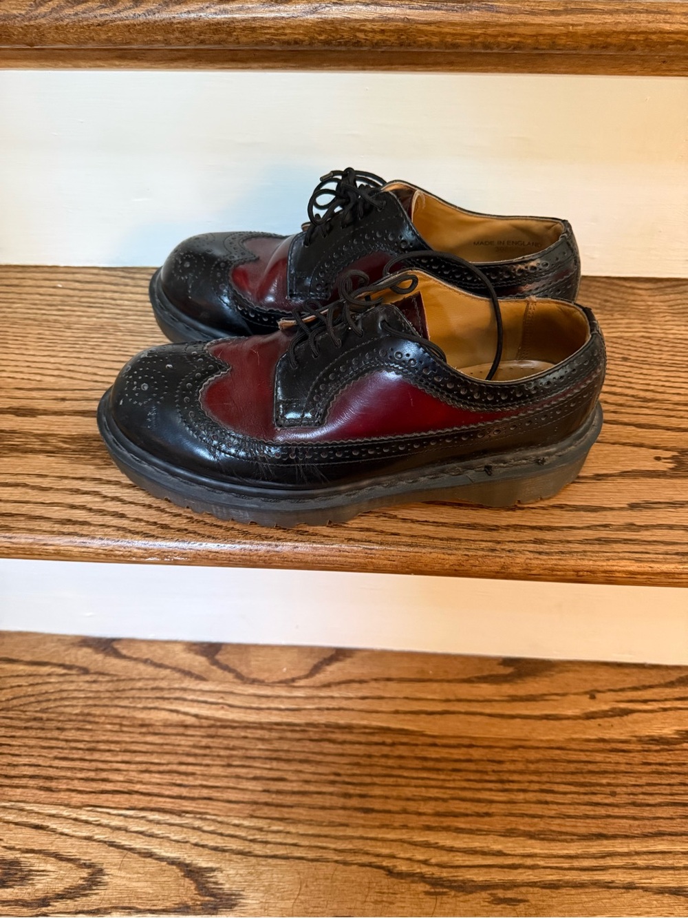 Dr.Martens Made in UK Wingtip Shoes Men's US7 Black Burgundy Leather